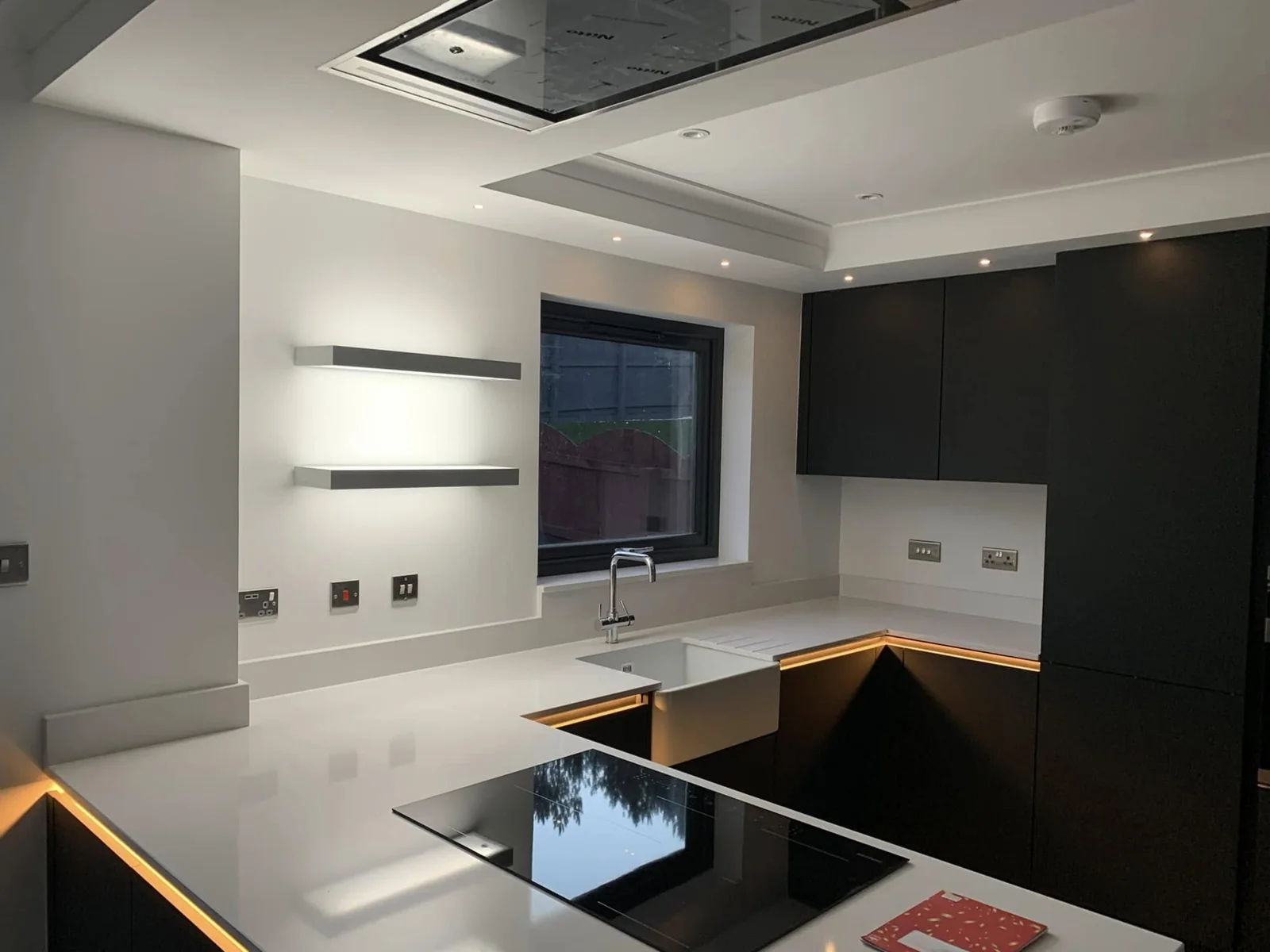 Finished kitchen and roof light in the garage conversion and ground floor refurbishment shared by G.S. Joinery & Building.